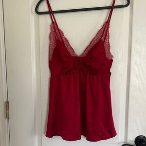 Victoria Secret Red Lace Trim Babydoll